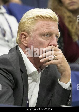 30. Mai 2022, Flushing Meadows, New York, USA: Boris Becker wird nicht wegen seiner zweieinhalb Jahre Haft wegen Insolvenzanklage Berufung einlegen. FOTO: Boris Becker nimmt am Freitag, den 1. September 2017 im USTA Billie Jean King National Tennis Center im Stadtteil Flushing des New Yorker Stadtteils Queens am fünften Tag der US Open 2017 bei dem Spiel zwischen John Isner und Mischa Zverev Teil. JAVIER ROJAS/PI (Foto: © Prensa Internacional Via ZUMA Press Wire) Stockfoto