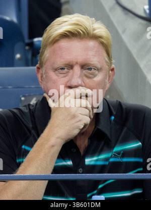 30. Mai 2022, Flushing Meadows, New York, USA: Boris Becker wird nicht wegen seiner zweieinhalb Jahre Haft wegen Insolvenzanklage Berufung einlegen. FOTO: Boris Becker sieht Novak Djokovic Andy Murray am 10. Tag der US Open 2014 im USTA Billie Jean King National Tennis Center am 3. September 2014 in Flushing Meadows, New York. JAVIER ROJAS/PI. (Bild: © Prensa Internacional Via ZUMA Press Wire) Stockfoto