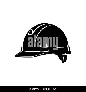 Ingenieur Schutzhelm Schutzhelm Silhouette schwarz Vektor isoliert Stock Vektor