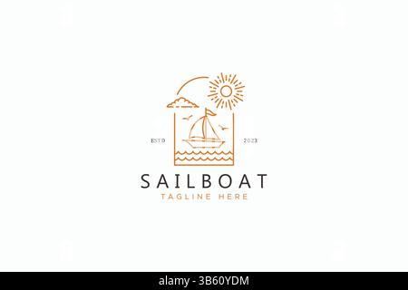 Sailboat Logo Sommerurlaub Sport Erholung Ocean Beach Sea Business Adventure Stock Vektor
