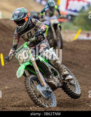 Juni 04 2022 Rancho Cordova, CA USA Jo Shimoda kommt aus dem 16. Turn16 während des Lucas Oil Pro motocross Hangtown Classic 250 moto1 in Hangtown Rancho Cordova, CA Thurman James / CSM (Credit Image: © Thurman James/CSM via ZUMA Press Wire) Stockfoto