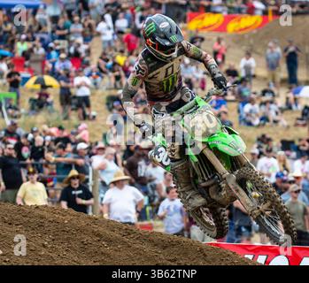 Juni 04 2022 Rancho Cordova, CA USA Jo Shimoda Gehen Sie Luft in Turn 22 während des Lucas Oil Pro motocross Hangtown Classic 250 moto1 in Hangtown Rancho Cordova, CA Thurman James / CSM (Credit Image: © Thurman James/CSM via ZUMA Press Wire) Stockfoto