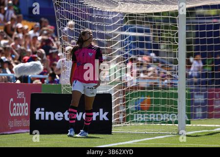 29. Mai 2022, ALCORCON, MADRID, SPANIEN: ANA Marcos of Sporting Laments beim Finale des spanischen Frauenpokals Copa de la Reina, Fußballspiel zwischen dem FC Barcelona und dem Sporting Club de Huelva am 29. Mai 2022 in Alcorcon, Madrid Spanien. (Kreditbild: © Oscar J. Barroso/AFP7 via ZUMA Press Wire) Stockfoto