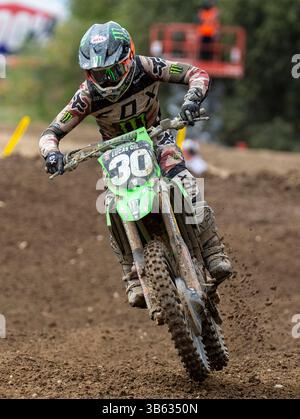 Juni 04 2022 Rancho Cordova, CA USA Jo Shimoda verlässt Turn 26 während der Lucas Oil Pro Motocross Hangtown Classic 250 Meisterschaft in Hangtown Rancho Cordova, CA Thurman James / CSM (Credit Image: © Thurman James/CSM via ZUMA Press Wire) Stockfoto