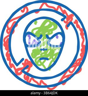 Verbot von Aliens Icon Doodle Illustration Stock Vektor