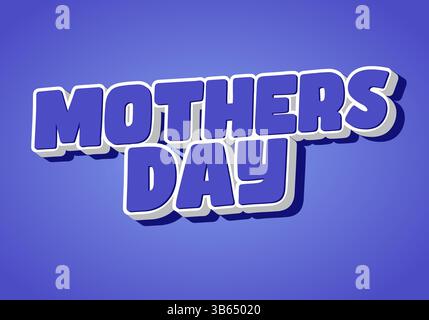 Muttertag. Abgerundeter, auffälliger Schriftzug in hellem Blau mit modernem Schattenstil Stock Vektor
