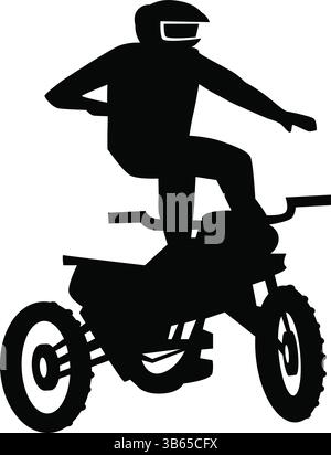 Silhouetten von Motocross-Fahrern, die Stunts auf Dirt-Bikes ausführen Stock Vektor