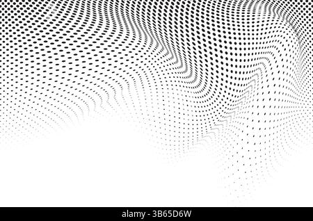 Abstrakter Wellenmuster-Hintergrund, Gepunktete Rastertonstruktur, Vektor-Illustration Stock Vektor