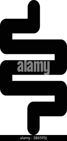 Darm-Symbol – Menschliches Verdauungsorgan Vektor-Symbol Schwarze Silhouette Stock Vektor