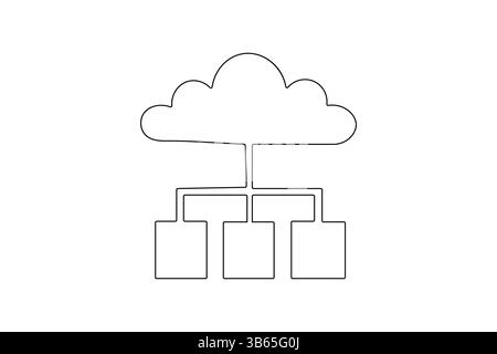 Cloud-Speicher-Symbol eine Zeilenzeichnung minimalistischer Konturvektor-Illustration isoliert auf weiß Stock Vektor