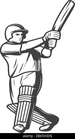 Illustration Des Cricket Player Batting-Symbols Stock Vektor