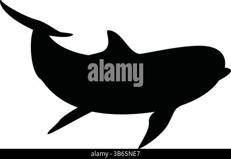 Wal Silhouette Icon Vektor, Schwarzes Meer Tier Form, Meeresleben Symbol Stock Vektor
