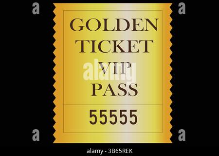 Golden Ticket VIP Pass Vector Icon Design Stock Vektor