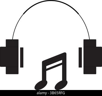 Symbol Für Schwarze Kopfhörernotizen Stock Vektor
