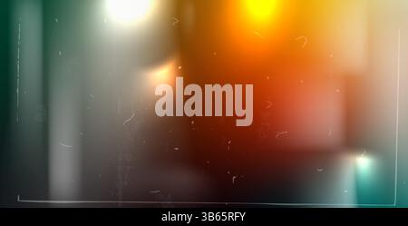 Bei der alten Fotoleuchte ist der Texturrahmen undicht. Hintergrund mit Brenn-Effekt im Retro-Modus. Filmüberlagerungsrahmen für orangefarbene und weiße und schwarze Filter. Verschwommene br Stock Vektor