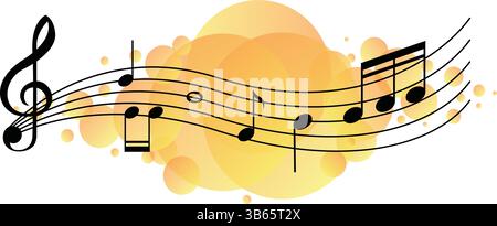 Musical Notes on Curved Staff Line icon – Music Symbol Design isoliert auf weiß Stock Vektor