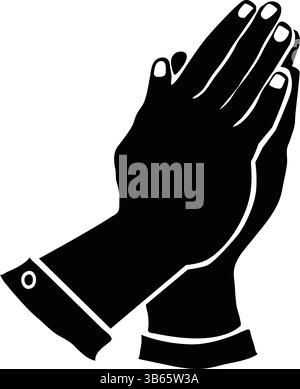 Betende Hände Zusammen – Vektor-Silhouette Stock Vektor