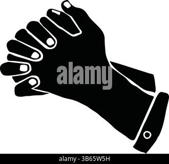 Gefaltete Hände im Gebet – religiöse Ikone Stock Vektor