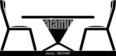Moderner Tisch und Stuhl Icon Silhouette Vektor Illustration, Tisch und Stühle, Essmöbel, Möbel Icon, moderner Tisch, minimalistische Stühle Stock Vektor