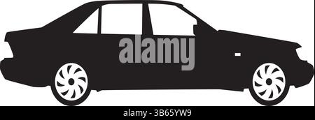 Silhouette eines Classic Limousine Car Side View in Black Vector Stock Vektor