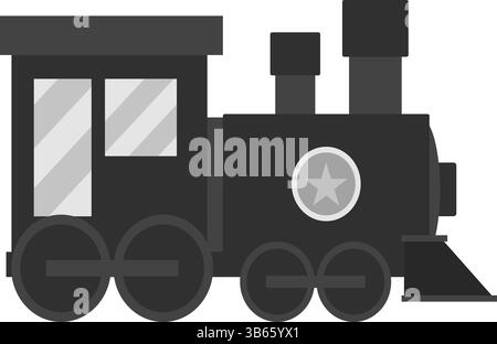 Symbol Der Vintage-Dampflokomotive – Schwarze Retro-Lokomotive Stock Vektor