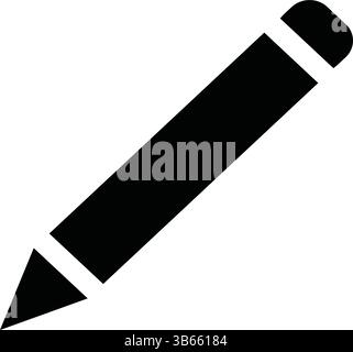 Schwarze Silhouette des Bleistifts - Vektor-Schreibwerkzeug-Symbol für Bildungs- und Designprojekte Stock Vektor