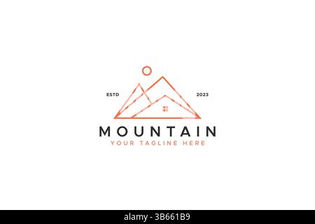 Real Estate and Property Housing at Mountain Hill Logo Konzept Stock Vektor