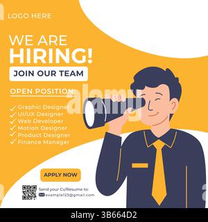 Wir stellen Postdesign für soziale Medien ein Stock Vektor