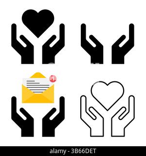 Set von Hoffnung Symbol, menschliche Hand mit leerem Symbol, Hilfe grafisches Design, Vektor-Illustration. Stock Vektor