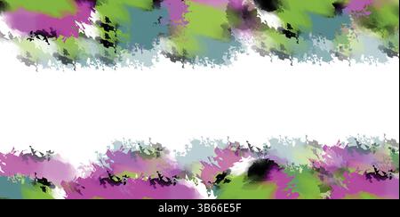 Violett-grüner blauer Aquarellhintergrund mit dunkleren Schattierungen auf weiß, Grunge-Design mit leerem Platz für Text Stock Vektor