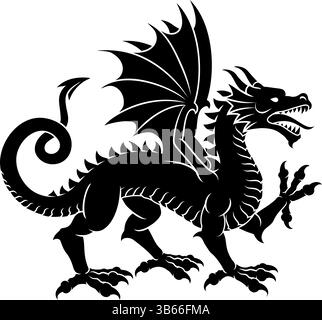 Heraldik Drache Wappenwappentier Stock Vektor