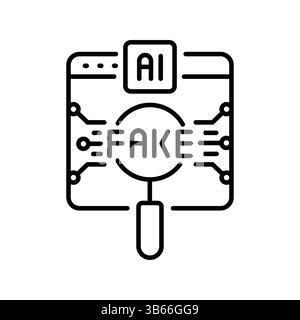 Schwarze Linie für die Falschfälschungserkennung für digitale und gedruckte Projekte. Minimale bereinigte Symbole für Apps und Websites. Moderne einfache Symbole für UI UX und br Stock Vektor