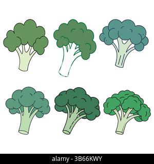 Buntes Brokkoli-Illustrationsset Stock Vektor