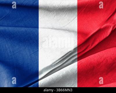 Nahaufnahme der französischen Nationalflagge in leuchtenden Farben Stockfoto