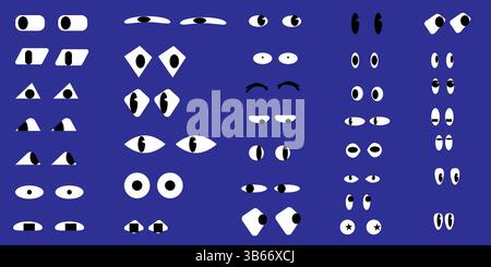 Set von Cartoon Augen, emotionale Ansicht, flache Vektor, isolierte Design Augen, Symbol Stimmung Stock Vektor