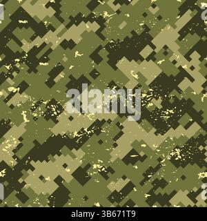 Nahtloses Muster, Grunge-Pixel, Sommer-Camouflage Stock Vektor
