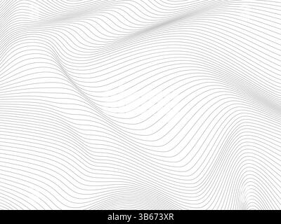 Verzerrte monochrome Wellenstruktur. Dynamische gewellte Oberfläche. Gittermuster des Vektornetzes von Linien Stock Vektor