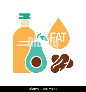 Fats-Farblinien-Symbol für digitale und gedruckte Projekte. Minimale bereinigte Symbole für Apps und Websites. Moderne, einfache Symbole für UI UX und Branding Stock Vektor