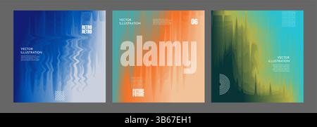 Vektorabbildung. Abstrakter Verlaufshintergrund mit fließenden Texturen und dynamischen Verzerrungen. Futuristisches Design mit auffälligen Farben Stock Vektor