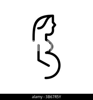 Minimalistisches schwangere Frau Symbol für Apps und Websites Branding, Line Art Mutterschaft Symbol für Gesundheit und Wellness Design. Stock Vektor