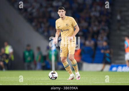 21. August 2022, San SEBASTIAN, GUIPUZCOA, SPANIEN: Andreas Christensen vom FC Barcelona in Aktion während des Spiels La Liga Santander zwischen Real Sociedad und FC Barcelona in der reale Arena am 21. August 2022 in San Sebastian, Spanien. (Kreditbild: © Ricardo Larreina/AFP7 via ZUMA Press Wire) Stockfoto