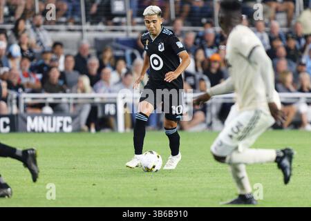 September 2022, St. Paul, MN, Vereinigte Staaten: ST. PAUL, MN - 13. SEPTEMBER: Emanuel Reynoso #10 des Minnesota United FC während eines Spiels zwischen Los Angeles FC und Minnesota United FC am 13. September 2022 im Allianz Field in St. Paul, Minnesota. (Kreditbild: © Jeremy Olson/ISIPhotos via ZUMA Press Wire) Stockfoto