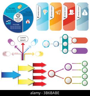 Das Infografik-Vektordesign eignet sich perfekt für verschiedene Projekte und bietet ein visuell ansprechendes und informatives Layout. Mit modernen und stilvollen Elementen. Stock Vektor