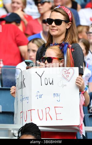 3. September 2022, Kansas City, KS, Vereinigte Staaten: KANSAS City, KS – 3. SEPTEMBER: US-Fan während eines Spiels zwischen Nigeria und USWNT im Children's Mercy Park am 3. September 2022 in Kansas City, Kansas. (Kreditbild: © Bill Barrett/ISIPhotos via ZUMA Press Wire) Stockfoto