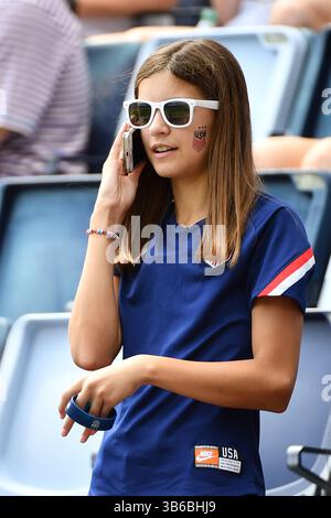 3. September 2022, Kansas City, KS, Vereinigte Staaten: KANSAS City, KS – 3. SEPTEMBER: US-Fan während eines Spiels zwischen Nigeria und USWNT im Children's Mercy Park am 3. September 2022 in Kansas City, Kansas. (Kreditbild: © Bill Barrett/ISIPhotos via ZUMA Press Wire) Stockfoto