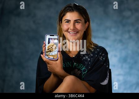 7. August 2022, TORONTO, KANADA: Bianca Andreescu aus Kanada spricht mit den Medien im Vorfeld des WTA 1000-Tennisturniers der National Bank 2022 (Credit Image: © Rob Prange/AFP7 via ZUMA Press Wire) Stockfoto
