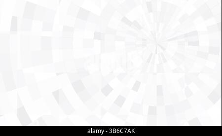 Abstraktes geometrisches Radialmuster mit konzentrischen Kreisen und Rechtecken in weichen weiß- und hellgrauen Tönen für moderne Hintergründe Stock Vektor