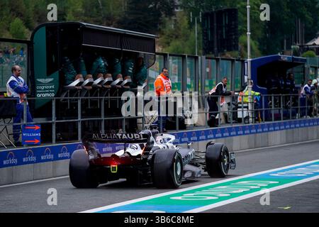 26. August 2022, Francorchamps, Belgien: LIAM LAWSON aus Neuseeland fährt für die Scuderia AlphaTauri während des Trainings des FIA Formel 1 Grand Prix von Belgien 2022 auf dem Circuit de Spa-Francorchamps in Francorchamps, Belgien. (Foto: © James Gasperotti/ZUMA Press Wire) Stockfoto