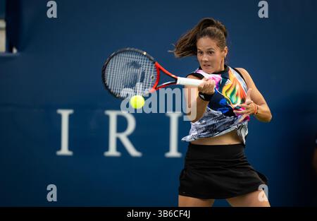 9. August 2022, TORONTO, KANADA: Daria Kasatkina aus Russland in Aktion während der ersten Runde des WTA-1000 Tennisturniers 2022 gegen Bianca Andreescu aus Kanada (Credit Image: © Rob Prange/AFP7 via ZUMA Press Wire) Stockfoto