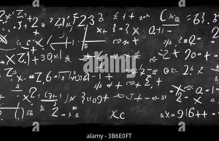 Der Schulausschuss wurde in Kreide mit komplizierten und fiktiven mathematischen Berechnungen geschrieben Stockfoto